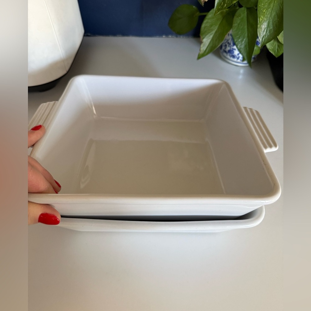 Elegant White Square Baking Dish Set